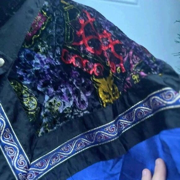 Vintage Westbound Sport Jacket Colorblock Brocade 90s Med Colorful Boho Gypsy - Picture 6 of 9